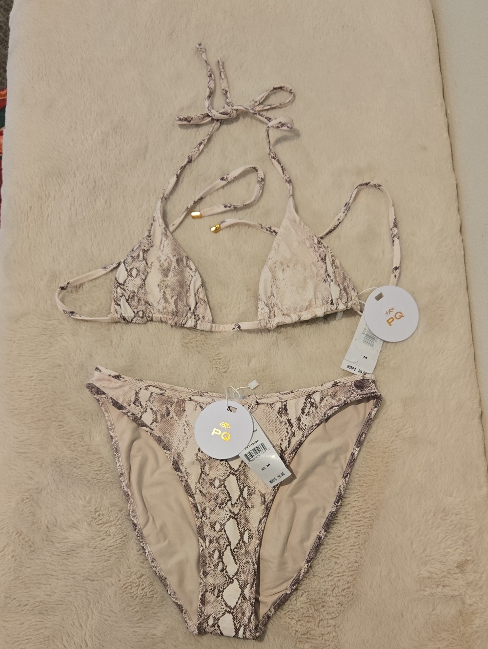 PQ Swim Python Paige Triangle Top/ Python Sarah Bottom Bikini Set